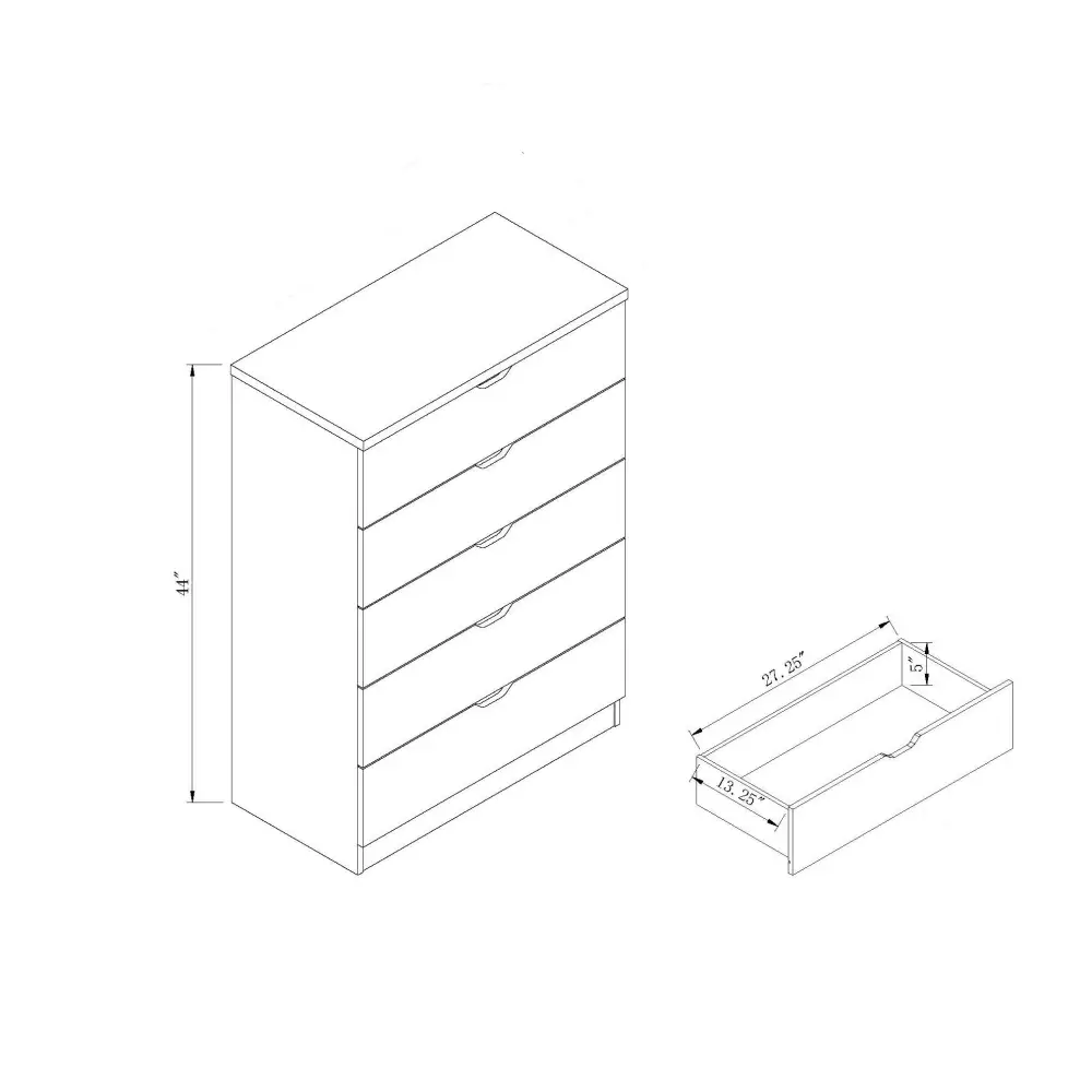 Wooden Bedroom Dresser - Mahogany - 5
