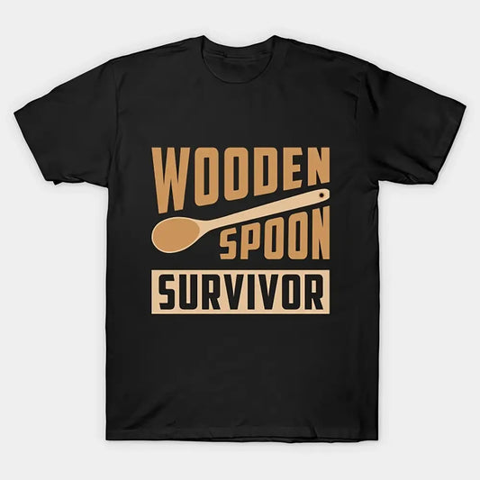 Wooden Spoon Survivor T-shirt Men’s Round Neck Short Sleeve T-shirt Fashion Regular Edition T-shirt - Black / S - 5