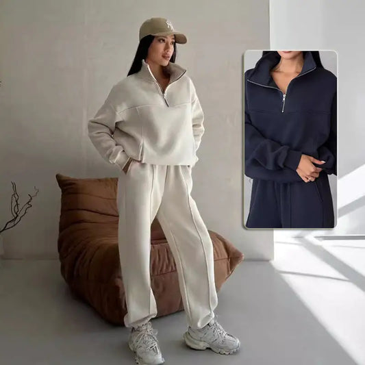 Y2K Winter Jogging Women Two Piece Set Female Zipper Coat Casual Pants Tracksuit Autumn Jacket Fashion Contrast Sport Wear Set Beyond Trends Hub