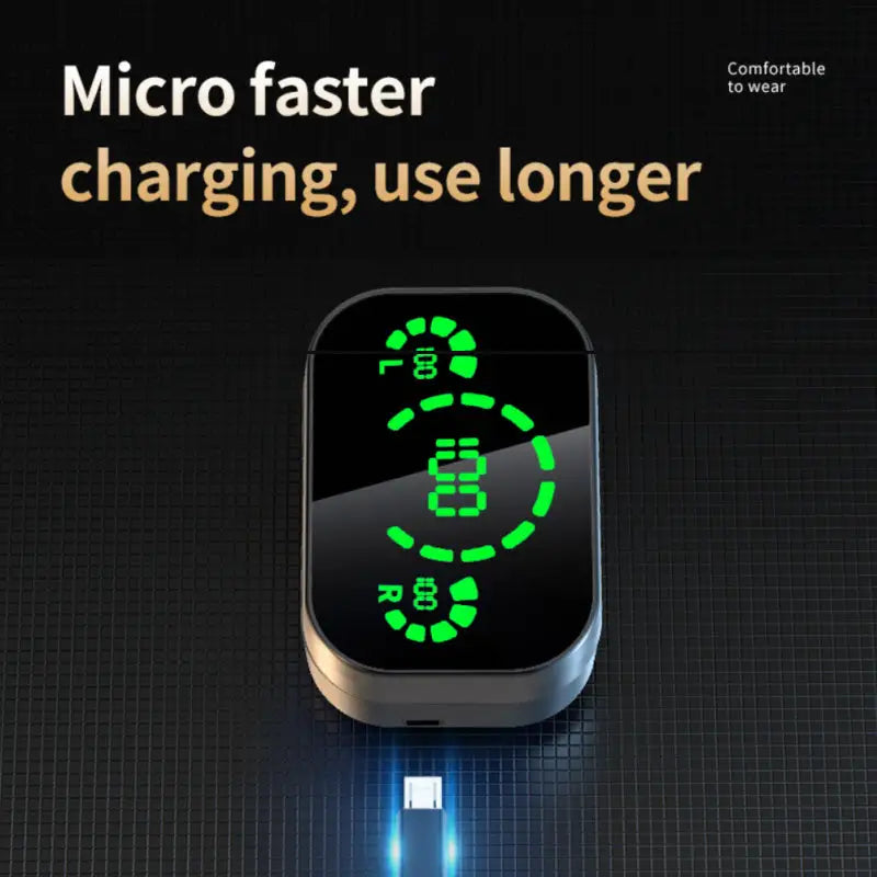 YD03 Wireless Bluetooth Headset TWS Large Screen Smart Digital Display In Ear Breathing Light Beyond Trends Hub