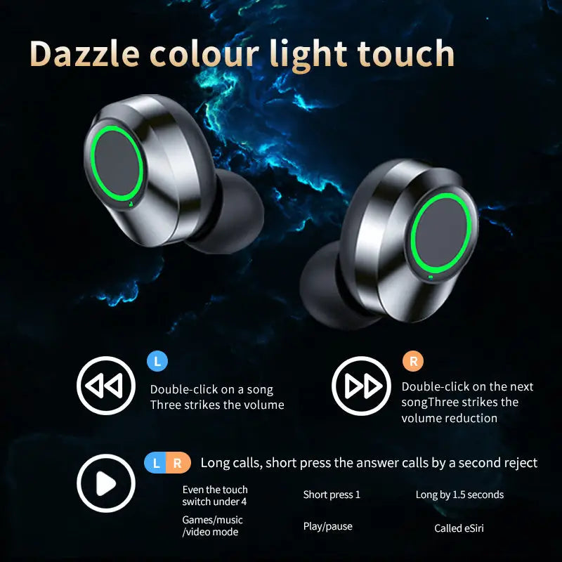 YD03 Wireless Bluetooth Headset TWS Large Screen Smart Digital Display In Ear Breathing Light Beyond Trends Hub