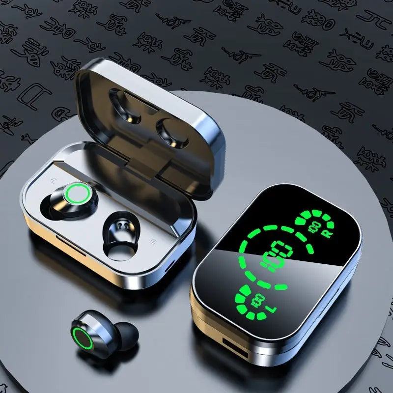YD03 Wireless Bluetooth Headset TWS Large Screen Smart Digital Display In Ear Breathing Light Beyond Trends Hub