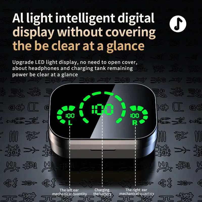 YD03 Wireless Bluetooth Headset TWS Large Screen Smart Digital Display In Ear Breathing Light Beyond Trends Hub