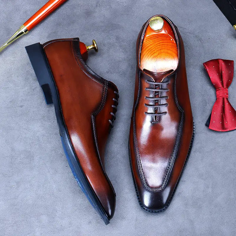 Youth Tooling British Working Leather Small Leather Shoes - Coffee / 37