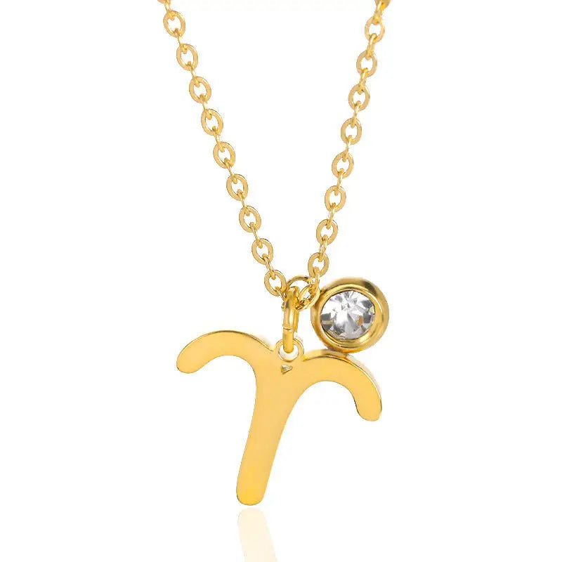 Zodiac Necklace Birthday Stone Necklace For Men And Women - Aries
