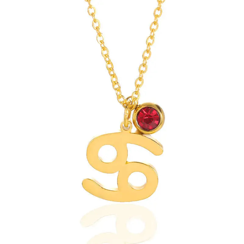 Zodiac Necklace Birthday Stone Necklace For Men And Women - Cancer
