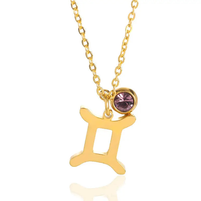 Zodiac Necklace Birthday Stone Necklace For Men And Women - Gemini