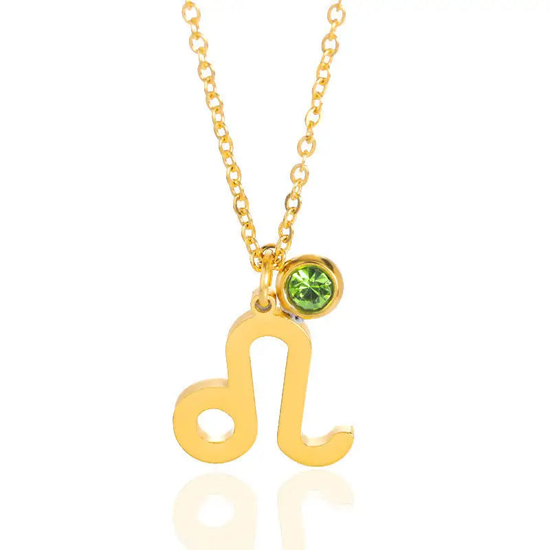 Zodiac Necklace Birthday Stone Necklace For Men And Women - Leo