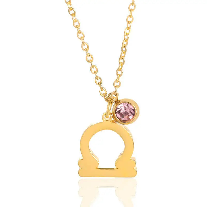 Zodiac Necklace Birthday Stone Necklace For Men And Women - Libra